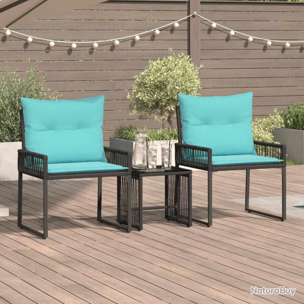 Ensemble de meubles d'ext�rieur 7 pcs Noir et turquoise