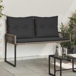 Banc ext&eacute;rieur avec coussin 4 pcs Gris et Gris fonc&eacute; polyrotin
