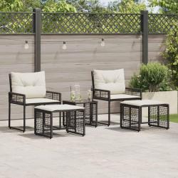 Ensemble de meubles d'ext&eacute;rieur 5 pcs Noir et Blanc