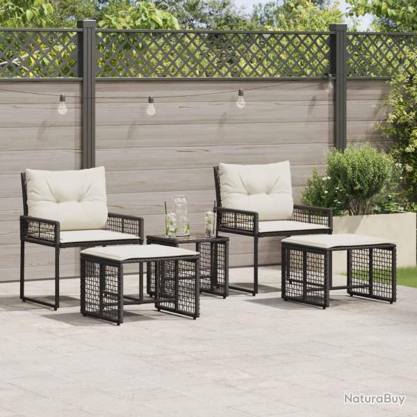 Ensemble de meubles d'ext�rieur 5 pcs Noir et Blanc