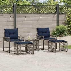 Ensemble de meubles d'ext&eacute;rieur 5 pcs Gris et marine