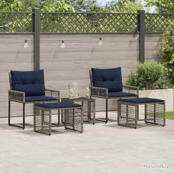 Ensemble de meubles d'ext�rieur 5 pcs Gris et marine