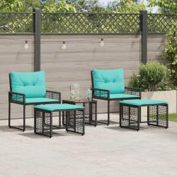 Ensemble de meubles d'ext&eacute;rieur 5 pcs Noir et turquoise