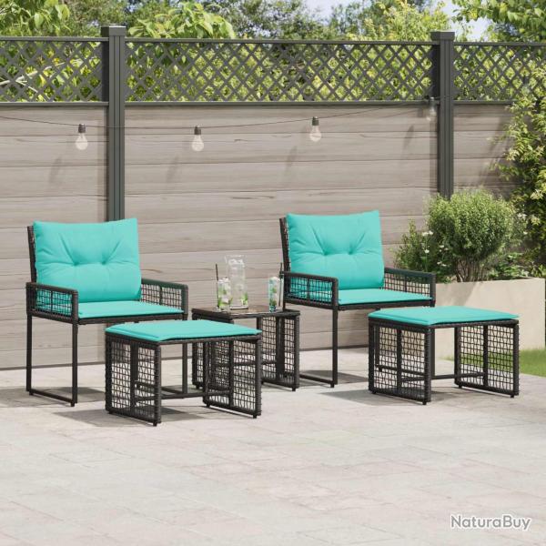 Ensemble de meubles d'ext�rieur 5 pcs Noir et turquoise