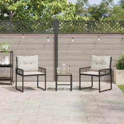 Ensemble de meubles d'ext&eacute;rieur 3 pcs Noir et Blanc