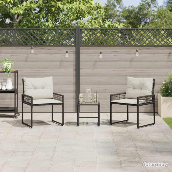 Ensemble de meubles d'ext�rieur 3 pcs Noir et Blanc
