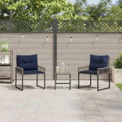 Ensemble de meubles d'ext&eacute;rieur 3 pcs Gris et marine
