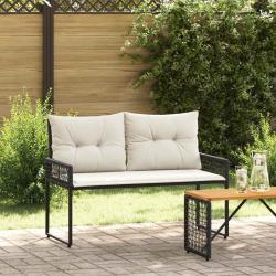 Banc ext&eacute;rieur Noir et blanc cr&egrave;me 118 x 55 x 82 cm