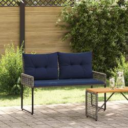 Banc ext&eacute;rieur avec coussin Gris et Marine 118 x 55 x 82 cm