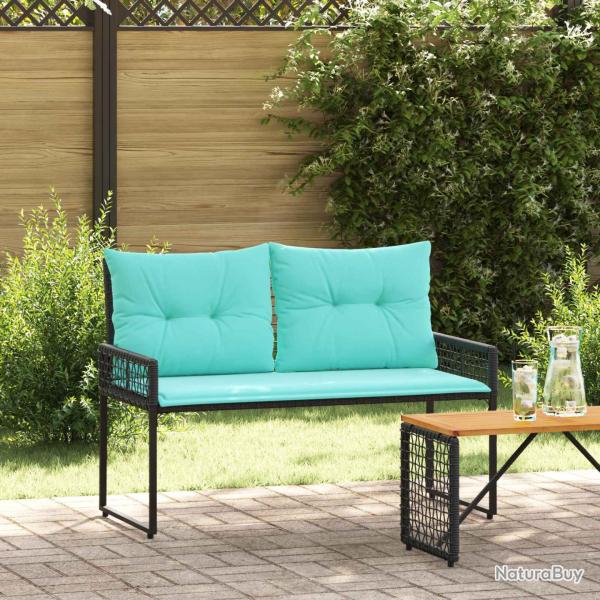 Banc ext�rieur avec coussin Noir et turquoise 118 x 55 x 82 cm