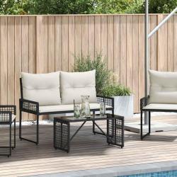 Table de Noir 80 x 40 x 40 cm Rattan PE et Verre
