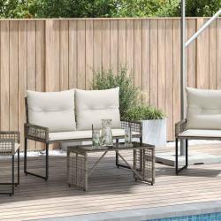 Table de Gris et Noir 80 x 40 x 40 cm Rattan PE et Verre