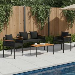 Ensemble de meubles d'ext&eacute;rieur 4 pcs Noir polyrotin