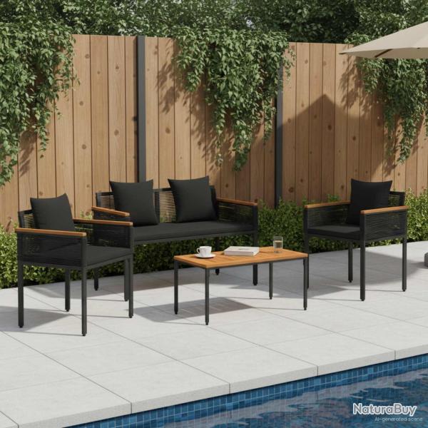 Ensemble de meubles d'ext�rieur 4 pcs Noir polyrotin