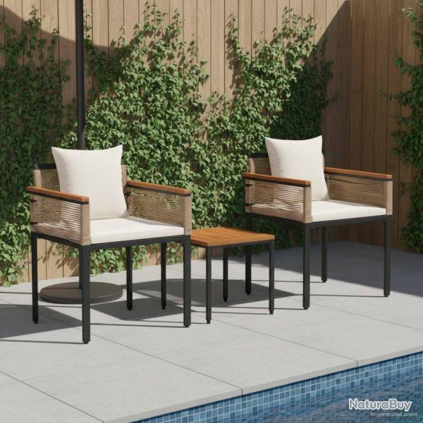 Ensemble de meubles d'ext�rieur Beige et blanc cr�me polyrotin