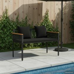 Banc ext&eacute;rieur avec coussin Noir 117 x 54 x 74.5 cm polyrotin