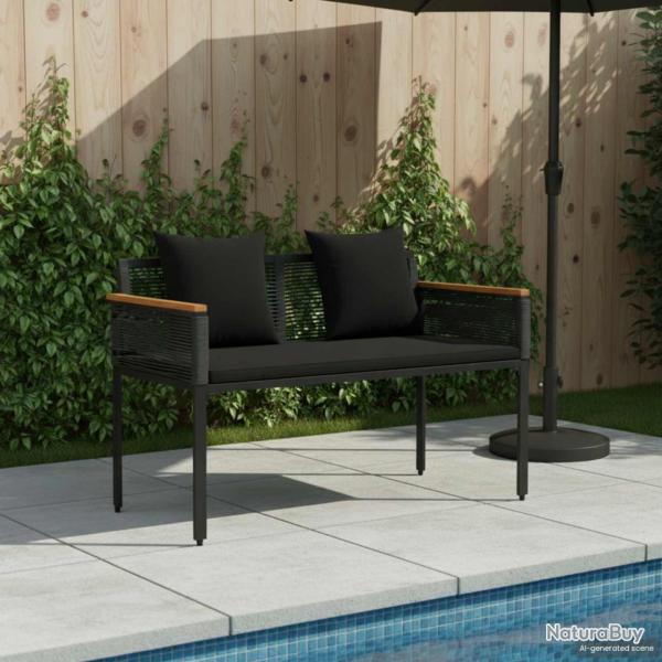 Banc ext�rieur avec coussin Noir 117 x 54 x 74.5 cm polyrotin