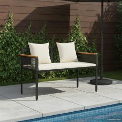 Banc ext&eacute;rieur Noir et blanc cr&egrave;me 117 x 54 x 74.5 cm polyrotin