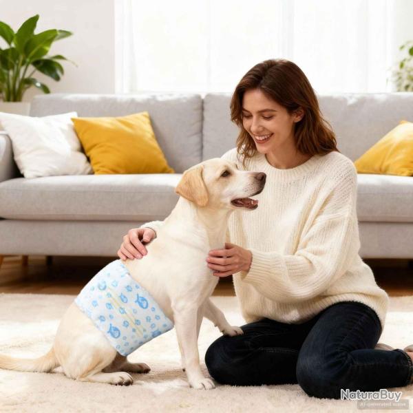 Protection Hygi�nique Jetable pour Chien M�le 30 pcs Blanc S