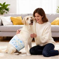 Protection Hygi&eacute;nique Jetable pour Chien M&acirc;le 30 pcs Blanc L