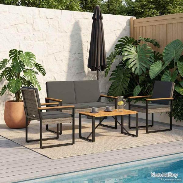 Ensemble de meubles d'ext�rieur 4 pcs Gris et Gris fonc�