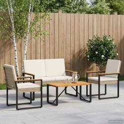 Ensemble de meubles d'ext&eacute;rieur 4 pcs Beige et blanc cr&egrave;me