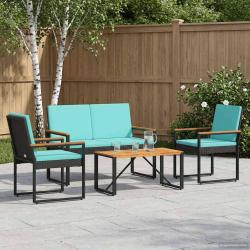 Ensemble de meubles d'ext&eacute;rieur 4 pcs Noir et turquoise