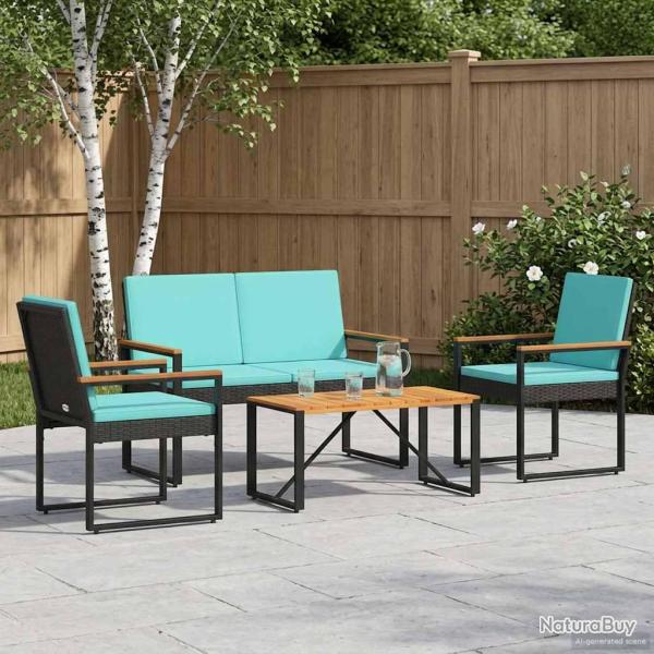 Ensemble de meubles d'ext�rieur 4 pcs Noir et turquoise
