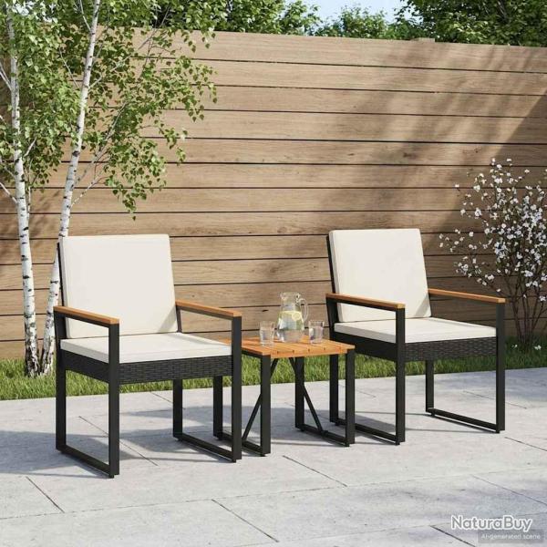 Ensemble de meubles d'ext�rieur 3 pcs Noir et blanc cr�me