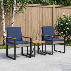 Ensemble de meubles d'ext&eacute;rieur 3 pcs Gris et bleu marine