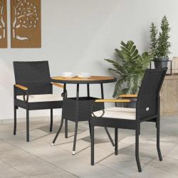 Chaises de avec coussin 2 pcs Noir et blanc cr&egrave;me