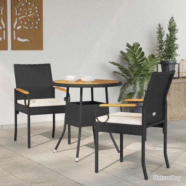 Chaises de avec coussin 2 pcs Noir et blanc cr�me