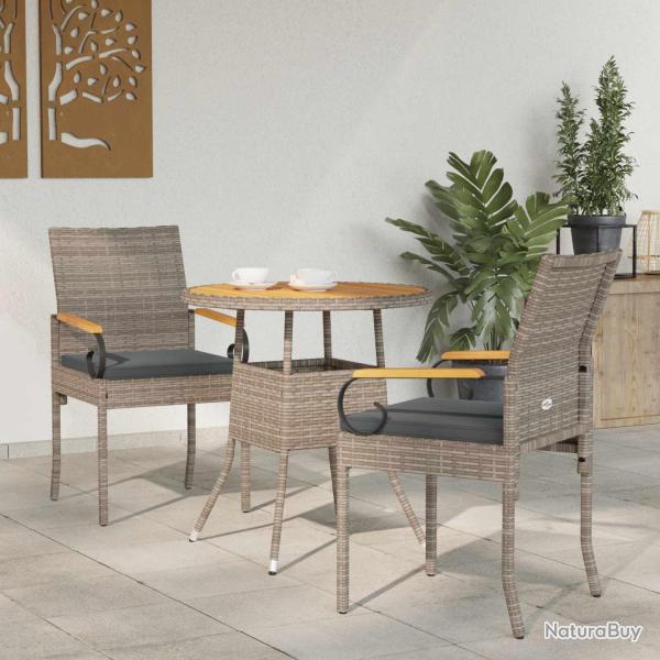 Chaises de avec coussin 2 pcs Gris et Gris fonc�