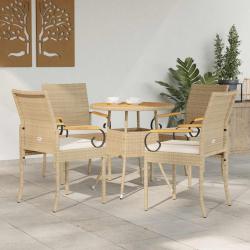 Chaises de avec coussin 4 pcs Beige et blanc cr&egrave;me