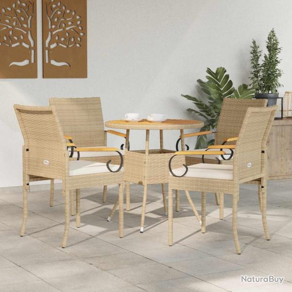 Chaises de avec coussin 4 pcs Beige et blanc cr�me
