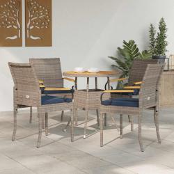 Chaises de avec coussin 4 pcs Gris et bleu marine