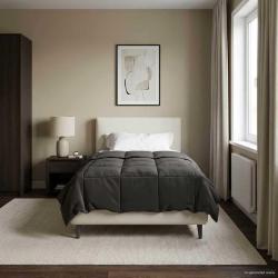 Duvet d'&eacute;t&eacute; simple Matelass&eacute; Anthracite 140 x 200 cm Microfibre