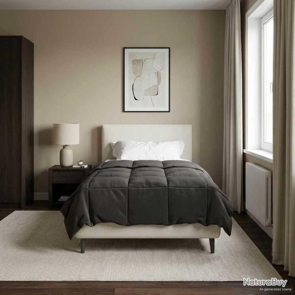Duvet d'�t� simple Matelass� Anthracite 140 x 200 cm Microfibre