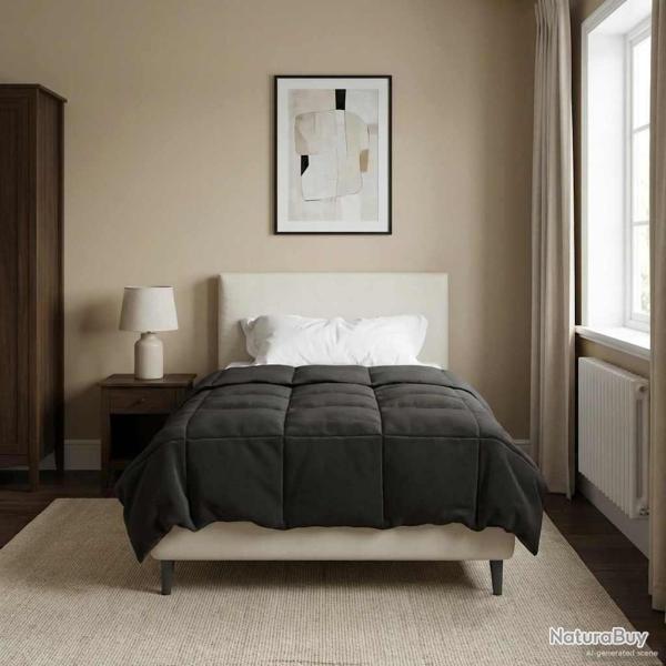 Duvet d'�t� simple Matelass� Anthracite 155 x 200 cm Microfibre