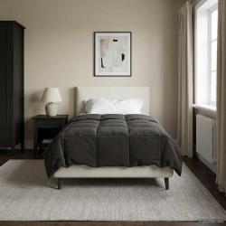 Duvet d'&eacute;t&eacute; simple Matelass&eacute; Anthracite 135 x 220 cm Microfibre