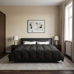 Duvet d'&eacute;t&eacute; simple Matelass&eacute; Anthracite 220 x 260 cm Microfibre