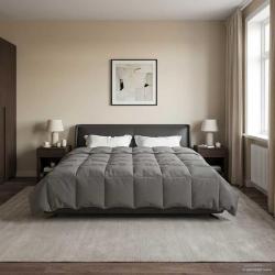 Duvet d'&eacute;t&eacute; simple Matelass&eacute; Gris clair 200 x 200 cm Microfibre