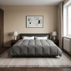 Duvet d'&eacute;t&eacute; simple Matelass&eacute; Gris clair 200 x 240 cm Microfibre