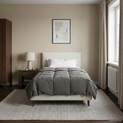Duvet d'&eacute;t&eacute; simple Matelass&eacute; Gris clair 135 x 220 cm Microfibre