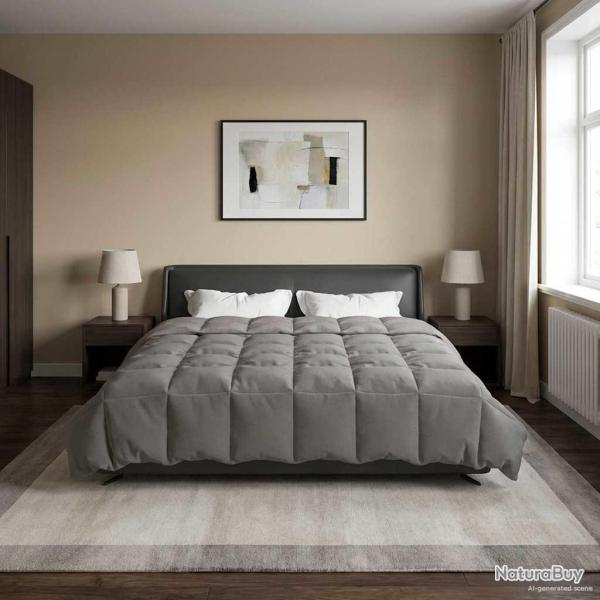 Duvet d'�t� simple Matelass� Gris clair 220 x 240 cm Microfibre