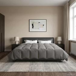 Duvet d'&eacute;t&eacute; simple Matelass&eacute; Gris clair 220 x 260 cm Microfibre