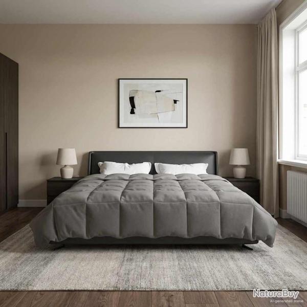 Duvet d'�t� simple Matelass� Gris clair 220 x 260 cm Microfibre