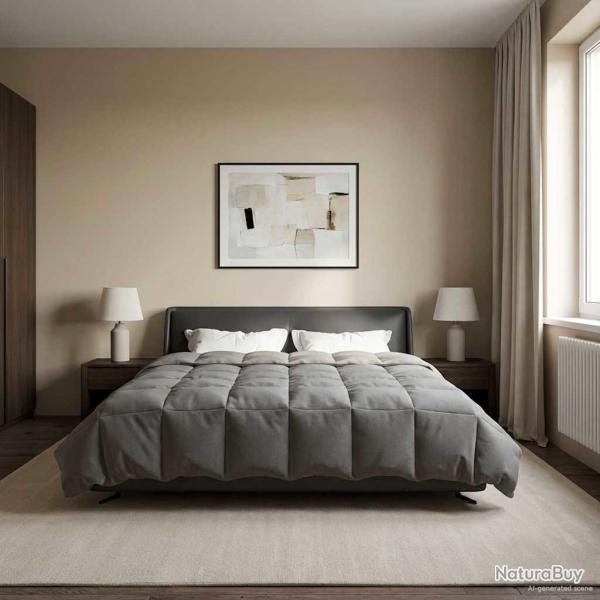 Duvet d'�t� simple Matelass� Gris clair 240 x 260 cm Microfibre