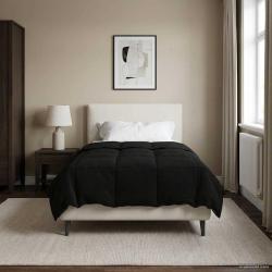 Duvet d'&eacute;t&eacute; simple Matelass&eacute; Noir 135 x 200 cm Microfibre