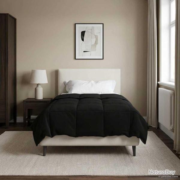 Duvet d'�t� simple Matelass� Noir 135 x 200 cm Microfibre